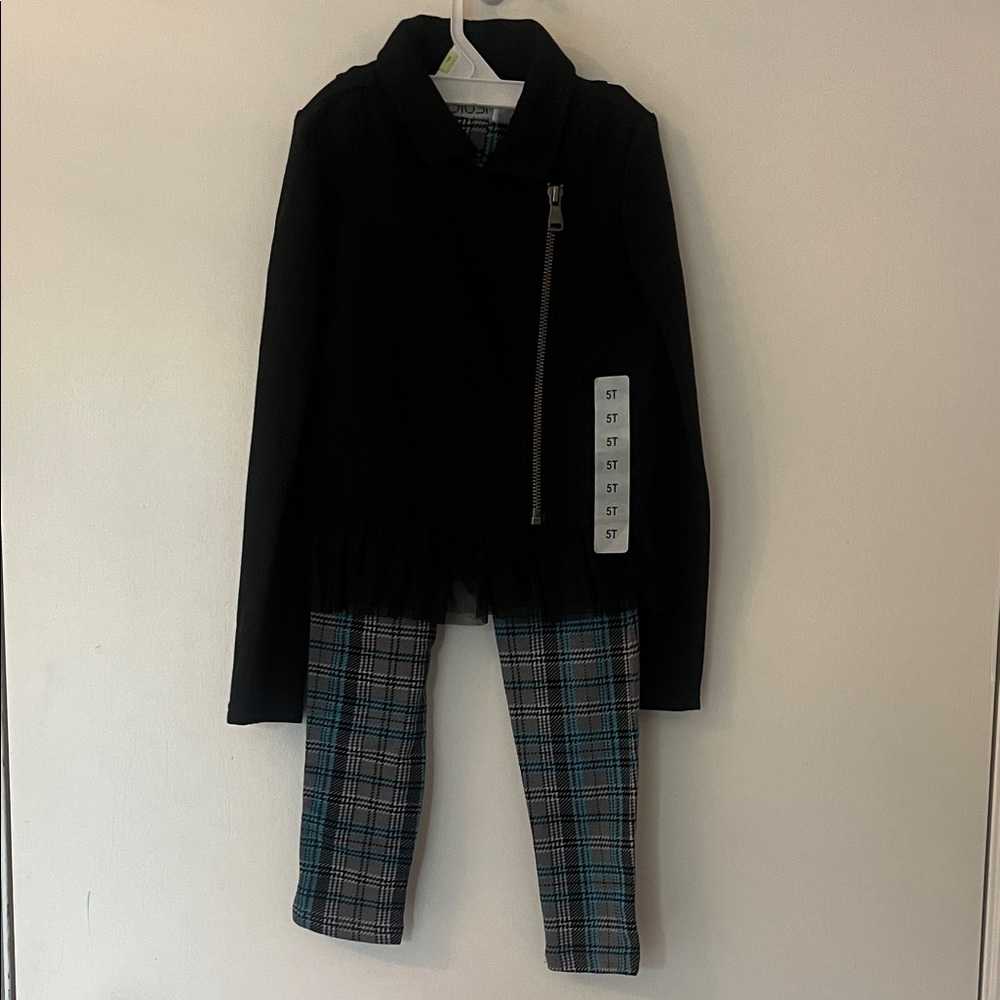Blush Black Jacket and Plaid Pants Set
